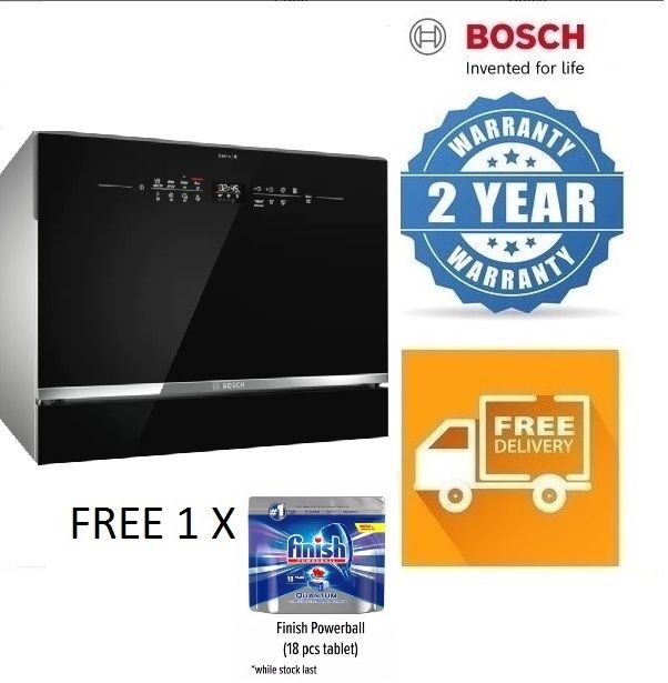 BOSCH Serie 6 Freestanding Compact Dishwasher 55 cm Black SKS68BB008