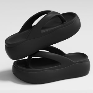[Free Shipping] Womens new summer high-heeled sandals for outdoor wear thick-soled height-increasing foam flip-flops for the beach
