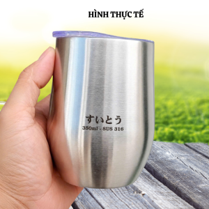 Cốc inox 316 giữ nhiệt JAPAN dung tích 350ml có nắp đậy an toàn chống bụi