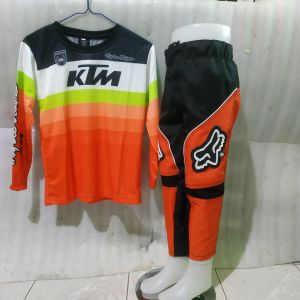 jersy cross anak - jerset trail anak kids - baju cross anak printing - kualitas premium - ORANGE