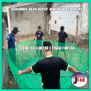 J168 - Keramba Ikan Bulat kasa hijau siap pakai diameter 3 meter tinggi 1 meter