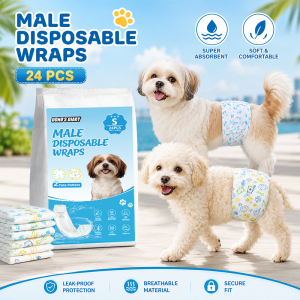 Dono Dog Diaper Male Female Disposable Wraps 24 pcs Super Absorbent Soft & Comfortable Leak-Proof Protection Breathable Material Secure Fit