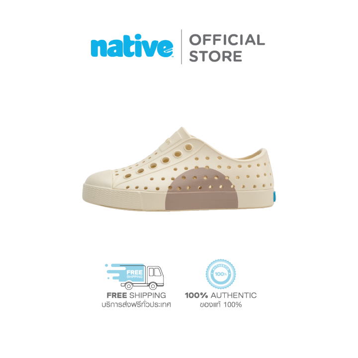 Native รองเท้ากันน้ำเด็กเล็ก EVA รุ่น Jefferson Block Bone White/ Bone White/ Flax Circle