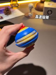 Mainan Bola Putar 🌈 Colorful Spinning Ball Light Up Press & Spin Stress Relief Fidget Toy Kids Gift
