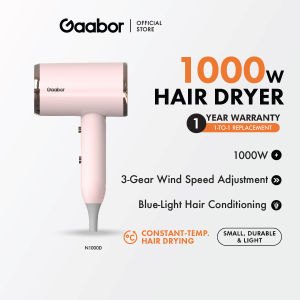 Gaabor 1000W Hair Dryer N1000D | Low Noise Triple Speed Adjustment & Blue Light Hair Care