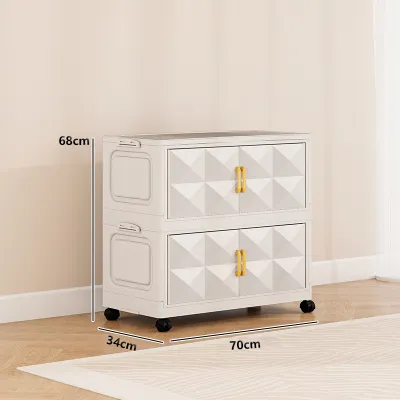 Storage Cabinet White with Pulley Wardrobe Bedroom Living Room Multi layer Storage Cabinet Toy Clothing Bedding Sorting Box Simple Home Storage Cabinet