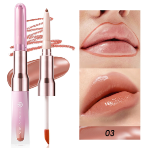 Lip Glaze Pen Nourish Lip Liner Long-lasting Coloring Light Lines Matte Colorless Double-headed