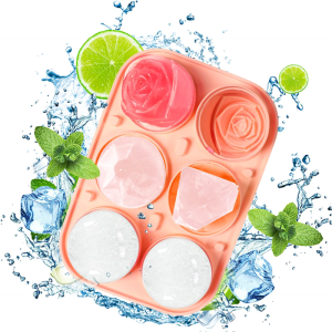 6 Cavity Rose Ice Cubes Mould Grade Silicone Mold for Beverage Decoration Household Ice Ball Making Mould