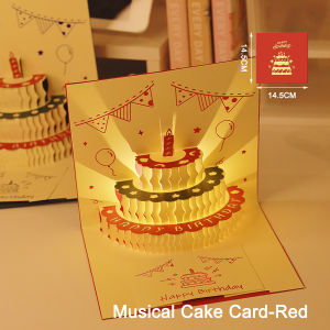 3D Birthday CardsWarming LED Light Birthday Cake Music Happy Birthday Card Postcards Pop Up Greeting Cards Happy Birthday Cards