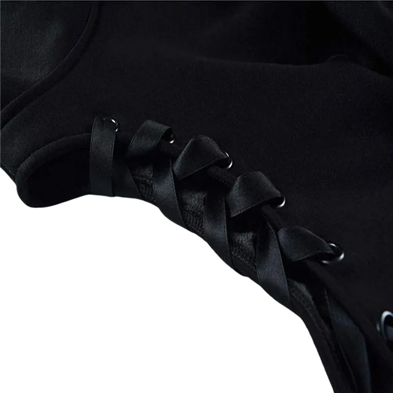 Womens Long Sleeve Cute Cat Ear Pullover Hoodie Crop Top Gothic