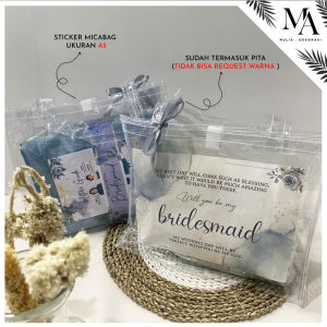 Tas Mika Bridesmaid Paper Bag Custom Bening Transparan Kardus Hampers Sticker Souvenir Nikahan Wedding