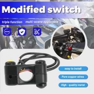 Motorcycle & Electric Vehicle Modification Accessories with 3 Functions Starting Horn High Low Beam Lights Dimming Overtaking Switch Easy Install