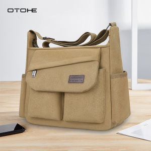 OTOHE Mens Shoulder Bag Thick Canvas Bag Waterproof Messenger Bag  Commuter Bag Retro Lightweight Casual Bag Fashion Leisure Sport Street Bag for College Student