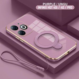 Softcase Infinix Hot 30i 30 Play 40i 40 Pro Hot 60 60i 50 50i Smart 8 9 HD Pro+ 4G 5G CaseRing Plating Holder Magnetic Free Tali Lanyard Premium
