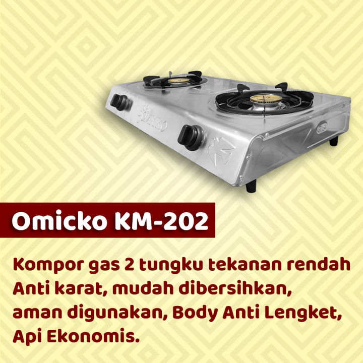 Kompor Gas 2 Tungku Omicko Kompor Stainless Portable Kompor Murah