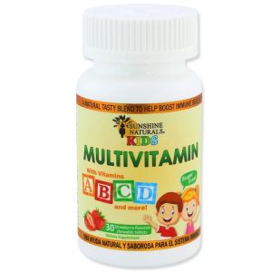 Viên nhai vitamin tổng hợp cho trẻ em SUNSHINE NATURALS KIDS MULTIVITAMIN 30 Strawberry flavored chewable tablets của Mỹ