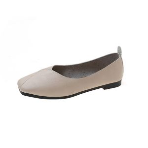 Free Shipping Square-Toe Shallow-Mouth 2026 New Retro Grandma Shoes Spring Collection Versatile Soft-Soled Flat Slip-On Casual Loafers For Women