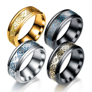 Fashionable Ring Gift 欧美新款金片银片 龙纹 龙片戒指 新品 好货厂家量大从优