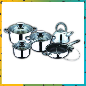 KV6612 High Quality Kaisa Villa 10 Pieces Stainless Steel Induction Cookware Set Elegant Cookware Set Stainless Steel Pan Frying Pan Soup Pot Kettle Kitchen Cooker