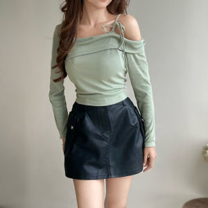SHINE FASHION - LIZIE TOP / ZORRA COQUETTE BOWIE AND KNIT ONE SHOULDER TOP -PN