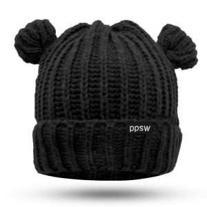 Prettyset】หมวกขนสัตว์หูหมีสีทึบถักน่ารักสำหรับผู้หญิงผู้ใหญ่นุ่มกำมะหยี่หนาเครื่องป้องกันหูกลางแจ้งสำหรับหมวกผู้หญิงหมวกไหมพรม