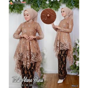 Setelan kebaya tunik alana busui - kebaya arumi modern - pakaian bahan tulle bordir mutiara - outfit kekinian - pakaian kondangan wisuda akad nikah baju pesta dan pagar ayu