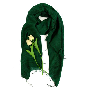 Khăn quàng cổ chất liệu đũi 100% silk màu xanh đậm mềm mại & ấm áp dùng cho cả nam và nữ