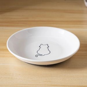 Ceramic Cat Plates With Silicone Anti Slip PadCat Snack Bowl Cute Kitten Food BowlKitten Water BowlSupplies 1 Pcs2026