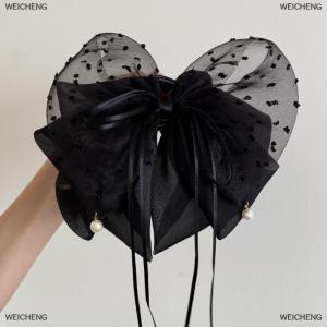 [COD] WEICHENG Sweet Sequin Lace Butterfly Knot Hair Clip Womens New 2025 Half-Up Ponytail Hair Grips Shark Fin Hair Clips Stylish Hair Access