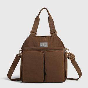 ALO Solid Nylon Shoulder Bag Label Decor Lightweight Multi Compartment Daily Bag