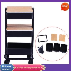 Graceful 1:12 Dollhouse Trolley Dining Cart w Wheel Storage Shelf Furniture Decor Toy