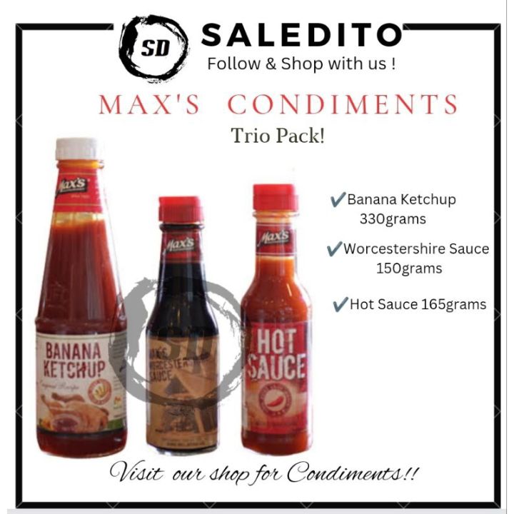 Max's Condiments Trio/Worcestershire sauce, Banana Ketchup, Hot Sauce ...