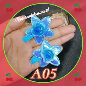(2PCS) JEPIT RAMBUT ANAK BUNGA ROSE / JEPIT RAMBUT BUNGA HOLOGRAM / KEP PONI ANAK IMUT / JEPITAN PONI ANAK / FLOWER HAIR CLIP KIDS / JBM6319