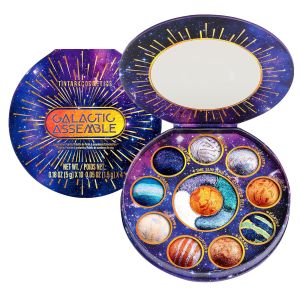 Tintark Galactic Assemble Eyeshadow Palette 14 Solar System Shimmer Shades 3D Planet Design Wet Pressed Metallic Powder Talc Free Vegan Galaxy Makeup Gift for Women Teens