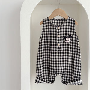 ชุดบอดี้สูทแขนกุดผ้าฝ้ายแท้สำหรับเด็กอายุ 0-2 ปี ลายการ์ตูนโดนัลด์ดั๊ก สำหรับเด็กชายและเด็กหญิง