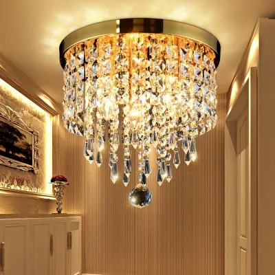 Luxury Crystal Chandeliers Lamp Lighting Pendant Kristal Siling Ceiling Lamps Ceiling Lights Crystal Hanging Light Indoor Lighting (Chrome/Gold)
