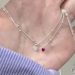 S925 Pure silverheart necklace for women simple design niche high-end clavicle chain accessory popular trendy item
