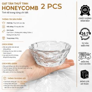 Set 3 Gạt Tàn Thủy Tinh GT12 Glass Ashtray Honeycomb Dạng Tổ Ong Cao Cấp