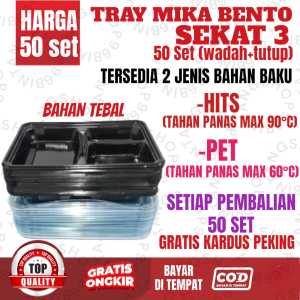 Tray Mika Bento Sekat 3 DAN 4/ Tray Bento 3 DAN 4 Sekat / Box Bento [ HARGA 50 SET ] MIKA SUPER TEBAL