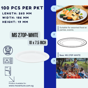 {MSV-WS} Quality Oval Plastic Plates 10-11 inch Microwavable BPA Free Durable Reusable MS 270P MS 280P