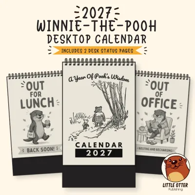 2027 Winnie-The-Pooh Classic Desktop Calendar 1 - (Singapore Public Holidays | Lunar Dates)|LittleOtterPublishing