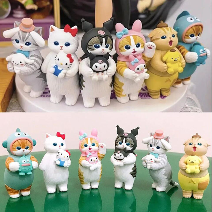 6pcs Mofusand Sanrio Action Figure Toy For Girls Cosplay Kuromi Melody ...