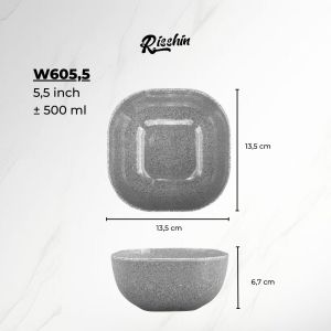 RISSHIN Seri Mangkuk Bintik Warna Semen 100% Melamin Food Grade Serbaguna Awet Kuat Tahan Panas SNI