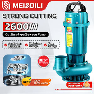 220V Sewage Submersible Pump 2600W (3.5HP) Submersible Pump Cutting Sewage Pump Household Septic Tank Sewage Slurry Self-Priming Cutting Pump Jet Pump Cutting Type Water Pump Heavy Duty Stainless Steel Sewage Agricultural Pump Irrigation Water Pump