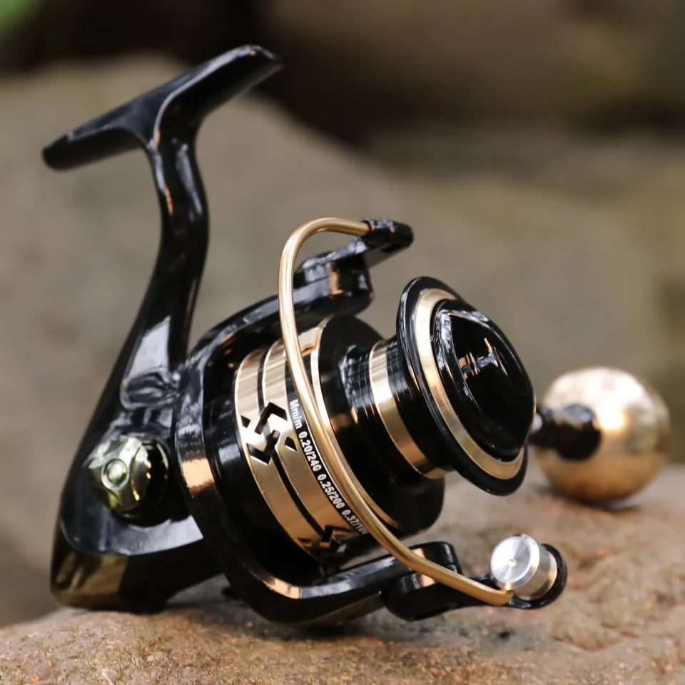 Sougayilang Spinning Fishing Reel 5.2:1 Gear Ratio Fishing Reel 1000-4000  With Aluminum Spool Red/Gold Freshwater Saltwater Fishing Tackle