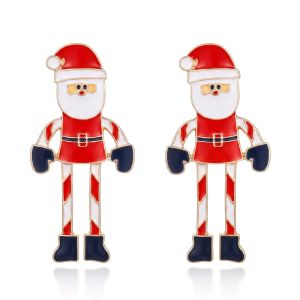 NAELIN Men răng Bông tai dây chuyền Giáng sinh Dầu nhỏ giọt Kiểu dáng Dangle Bông tai hình người bánh gừng Dễ thương Chủ đề sáng tạo Bông tai hình người tuyết Dành cho phụ nữ