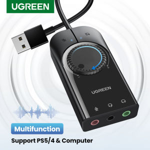 UGREEN External USB Audio Card Adapter USB to Jack 3.5mm Earphone Microphone Sound Card for Laptop Phone PS4 Sound Card