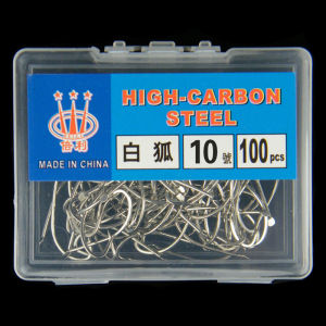 [Sirola] 100pcs Boxed White Fox Hooks Barbed High Carbon Steel For Pelteobagrus Fulvidraco And Snapper Fishing
