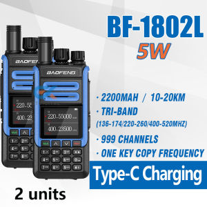 Baofeng BF-1802L Walkie Talkie Set of 2 Type-C Charging Tri Band Wireless Copy Frequency Long Range Portable Two Way Radio