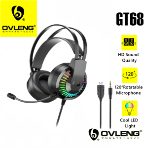 OVLENG GT68 E-Sports Running RGB Backlight Gaming HiFi Bass Headphone with USB+ 3.5mm jack and Adjustable Microphone